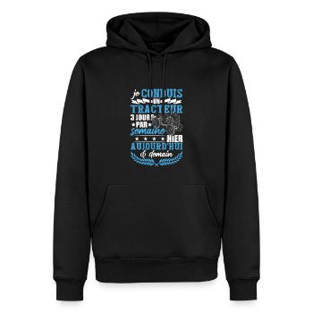 Je Conduis Un Tracteur - Sweat à capuche Premium bio Homme - noir - Devant - Nico (187cm)