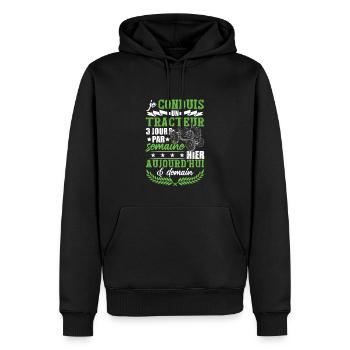 Tracteur Cadeau Humour - Sweat à capuche Premium bio Homme - noir - Devant - Nico (187cm)