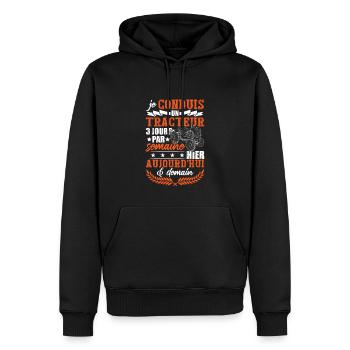 Conducteur De Tracteur Paysan - Sweat à capuche Premium bio Homme - noir - Devant - Nico (187cm)