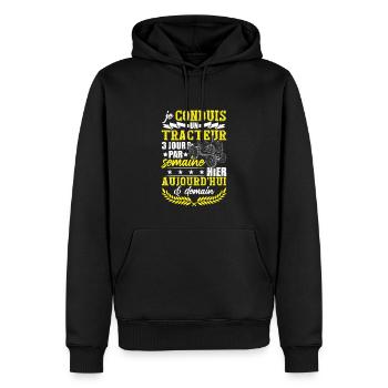 Fermier Paysan Tracteur Dicton Agriculture - Sweat à capuche Premium bio Homme - noir - Devant - Nico (187cm)