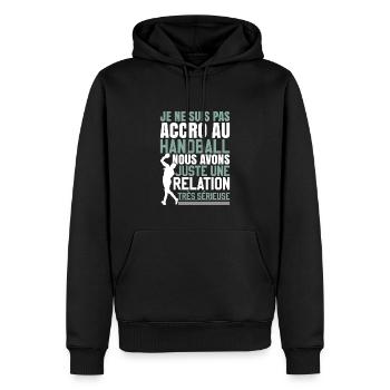 Joueur de handball - Sweat à capuche Premium bio Homme - noir - Devant - Nico (187cm)