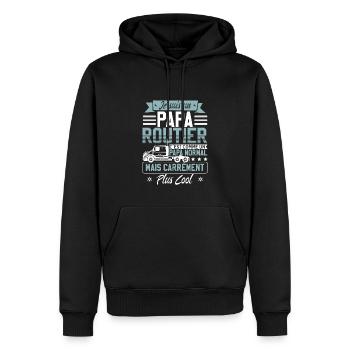 Papa Routier Hommes Chauffeur De Poids Lourd - Sweat à capuche Premium bio Homme - noir - Devant - Nico (187cm)