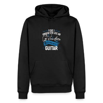 Never Underestimate An Old Man With A Guitar Love - Men’s Premium Organic Hoodie - black - Front - Nico (187cm)