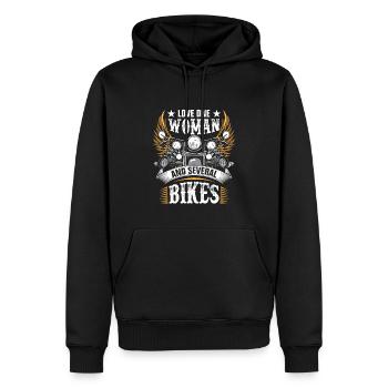 Biker, Motorradfahrer, Motorradfahrer, Motorradfahrer - Männer Premium Bio Hoodie - Schwarz - Vorne - Nico (187cm)