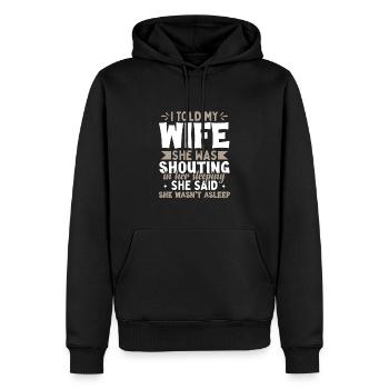 Wife Husband Joke - Men’s Premium Organic Hoodie - black - Front - Nico (187cm)