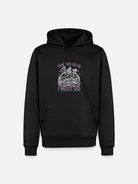 The Road Is Calling And I Must Go Women Biker - Men’s Premium Organic Hoodie - black