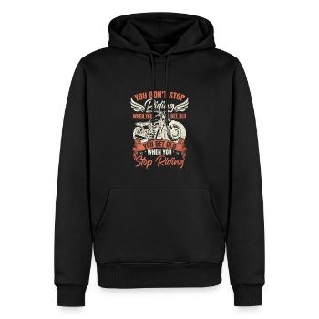 Drôle de motard Citation Moto - Sweat à capuche Premium bio Homme - noir - Devant - Nico (187cm)