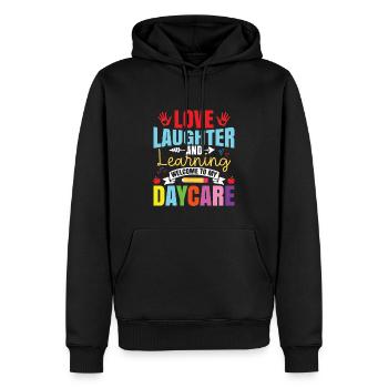 Bienvenue à ma garderie - Sweat à capuche Premium bio Homme - noir - Devant - Nico (187cm)