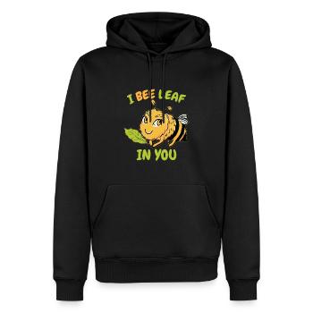 Ich Bienenblatt in dir - Männer Premium Bio Hoodie - Schwarz - Vorne - Nico (187cm)