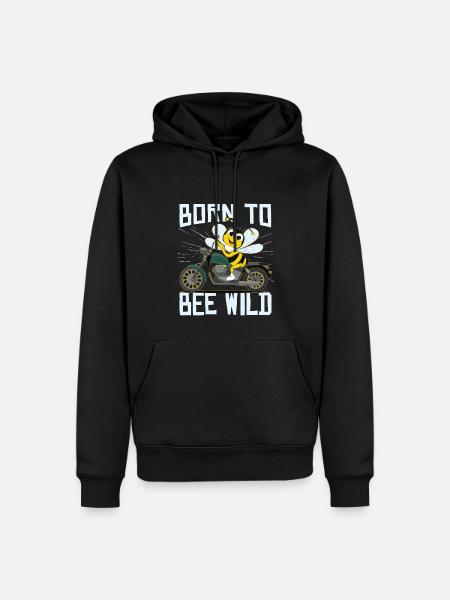 Født til Bee Wild - Herre Premium økologisk hoodie - sort
