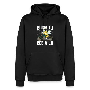 Né pour être une abeille, motard sauvage, abeille à miel - Sweat à capuche Premium bio Homme - noir - Devant - Nico (187cm)