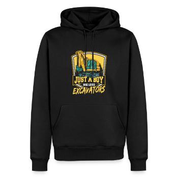 Just A Boy Who Loves Excavators - Men’s Premium Organic Hoodie - black - Front - Nico (187cm)