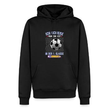 1. Klasse Einschulung Fußball - Männer Premium Bio Hoodie - Schwarz - Vorne - Nico (187cm)