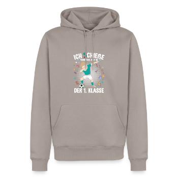 Schulkind 2023 1. Klasse - Männer Premium Bio Hoodie - Taupe - Vorne - Nico (187cm)