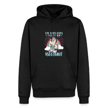 Schulranzen Einhorn Schulanfang Schulkind - Männer Premium Bio Hoodie - Schwarz - Vorne - Nico (187cm)