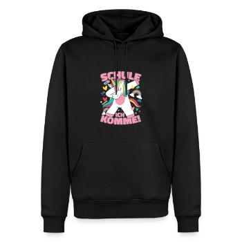 Schule Ich Komme Einhorn - Männer Premium Bio Hoodie - Schwarz - Vorne - Nico (187cm)