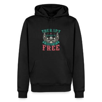 Pilote de moto - Sweat à capuche Premium bio Homme - noir - Devant - Nico (187cm)