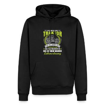 Traktorfahrer Sprüche Schlepper - Männer Premium Bio Hoodie - Schwarz - Vorne - Nico (187cm)