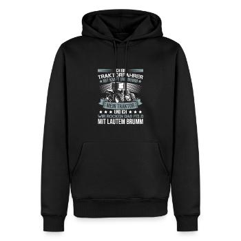 Ich bin Traktorfahrer Schlepper Sprüche - Männer Premium Bio Hoodie - Schwarz - Vorne - Nico (187cm)