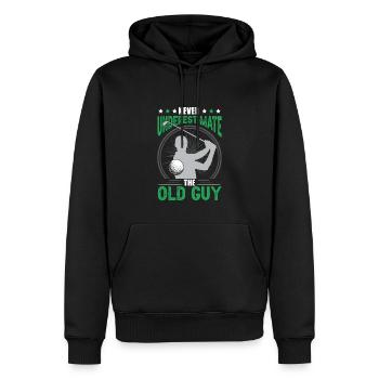Never Underestimate The Old Guy Golfing Men Golf - Men’s Premium Organic Hoodie - black - Front - Nico (187cm)