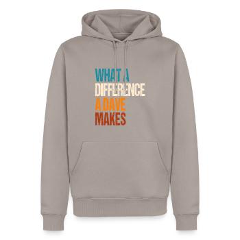 What A Difference A Dave Makes - Men’s Premium Organic Hoodie - taupe - Front - Nico (187cm)