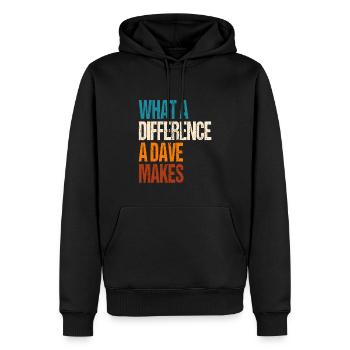 Was für einen Unterschied ein Dave macht - Männer Premium Bio Hoodie - Schwarz - Vorne - Nico (187cm)