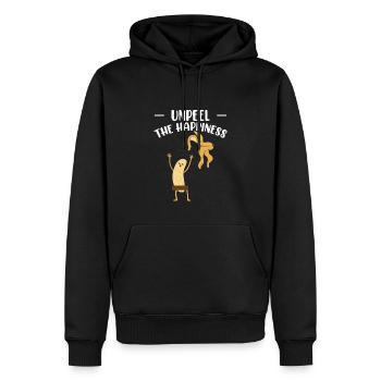 Décollez la banane Happiness - Sweat à capuche Premium bio Homme - noir - Devant - Nico (187cm)