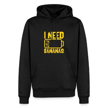 J’ai besoin de bananes - Sweat à capuche Premium bio Homme - noir - Devant - Nico (187cm)