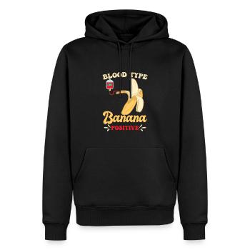 Groupe sanguin Banane Positif - Sweat à capuche Premium bio Homme - noir - Devant - Nico (187cm)