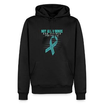 PTBS-Bewusstsein | Nicht alle Wunden sind sichtbar - Männer Premium Bio Hoodie - Schwarz - Vorne - Nico (187cm)