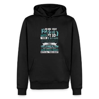 PTSD Support - Men’s Premium Organic Hoodie - black - Front - Nico (187cm)