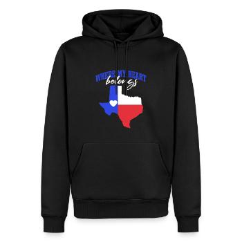 Wo mein Herz hingehört: Texas - Männer Premium Bio Hoodie - Schwarz - Vorne - Nico (187cm)