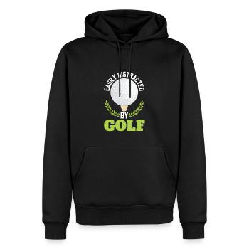 Leicht durch Golf abgelenkt - Männer Premium Bio Hoodie - Schwarz - Vorne - Nico (187cm)