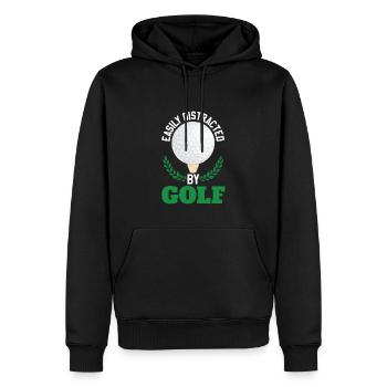 Leicht durch Golf abgelenkt - Männer Premium Bio Hoodie - Schwarz - Vorne - Nico (187cm)