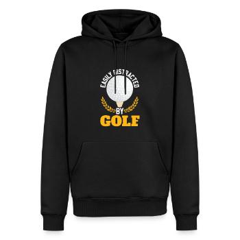 Facilement distrait par le golf - Sweat à capuche Premium bio Homme - noir - Devant - Nico (187cm)