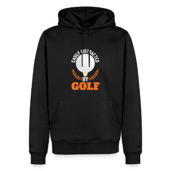 Leicht durch Golf abgelenkt - Männer Premium Bio Hoodie - Schwarz - Vorne - Nico (187cm)