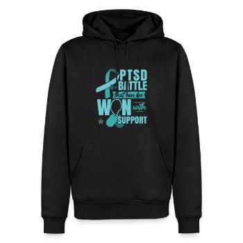 PTBS-Unterstützung - Männer Premium Bio Hoodie - Schwarz - Vorne - Nico (187cm)