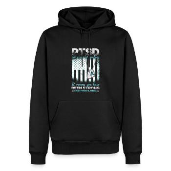 PTBS ist kein Zeichen von Schwäche - Männer Premium Bio Hoodie - Schwarz - Vorne - Nico (187cm)