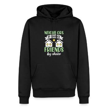 Nachbarn durch Zufall Freunde durch Wahl - Männer Premium Bio Hoodie - Schwarz - Vorne - Nico (187cm)