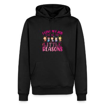 Ich liebe meinen Job aus all den kleinen Gründen - Männer Premium Bio Hoodie - Schwarz - Vorne - Nico (187cm)