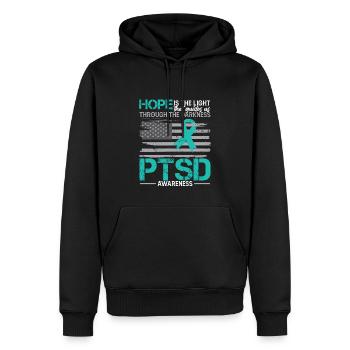 PTBS-Bewusstsein - Männer Premium Bio Hoodie - Schwarz - Vorne - Nico (187cm)