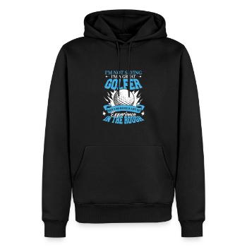 Ich bin ein großartiger Golfer - Männer Premium Bio Hoodie - Schwarz - Vorne - Nico (187cm)
