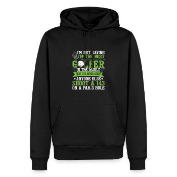 Ich bin der beste Golfer - Männer Premium Bio Hoodie - Schwarz - Vorne - Nico (187cm)