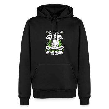 Ich bin ein großartiger Golfer - Männer Premium Bio Hoodie - Schwarz - Vorne - Nico (187cm)
