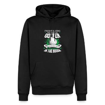 Ich habe viel Erfahrung im rauen Golf - Männer Premium Bio Hoodie - Schwarz - Vorne - Nico (187cm)