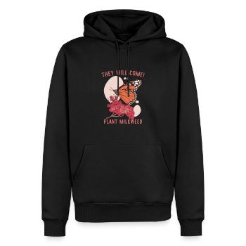 Monarque Papillon Asclépiade - Sweat à capuche Premium bio Homme - noir - Devant - Nico (187cm)