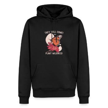 Plante Asclépiade | Monarque papillon - Sweat à capuche Premium bio Homme - noir - Devant - Nico (187cm)
