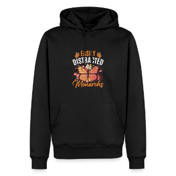 Leicht abgelenkt von Monarchen - Männer Premium Bio Hoodie - Schwarz - Vorne - Nico (187cm)