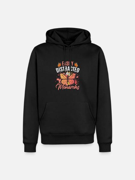 Facilement distrait par les monarques - Sweat à capuche Premium bio Homme - noir