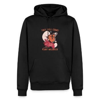 T-shirt papillon monarque asclépiade - Sweat à capuche Premium bio Homme - noir - Devant - Nico (187cm)